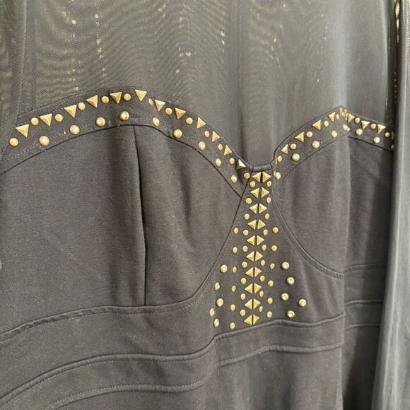 Torrid Black Long Sleeve Mesh Studded Rhinestone Skater Dress 3X 22-24 - Picture 5 of 10